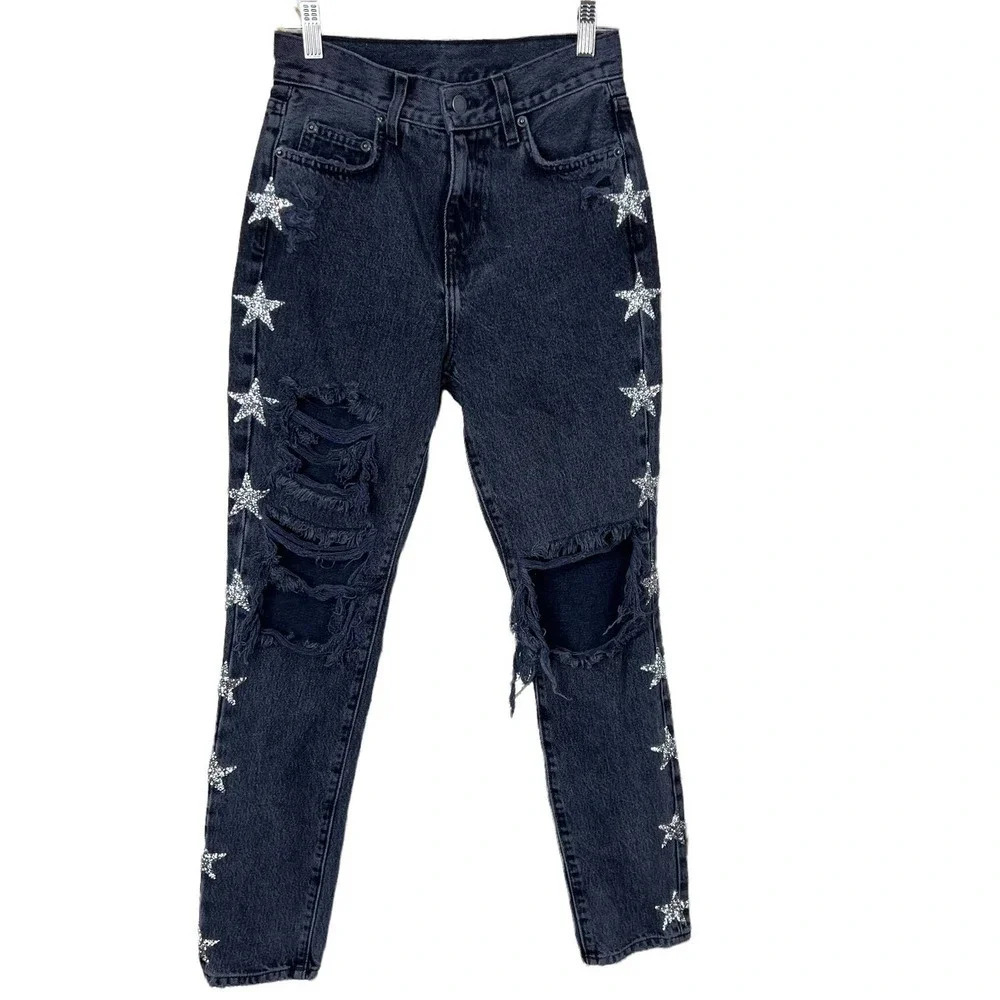 Carmar Alexander Nova Rhinestone Star Jeans Black Size 25‎